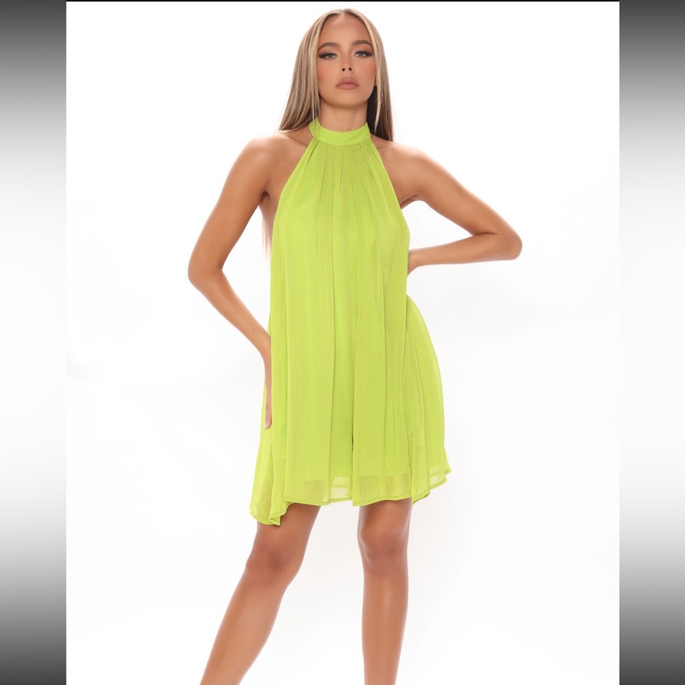 Fashion Nova- Summer Coast Romper - Lime